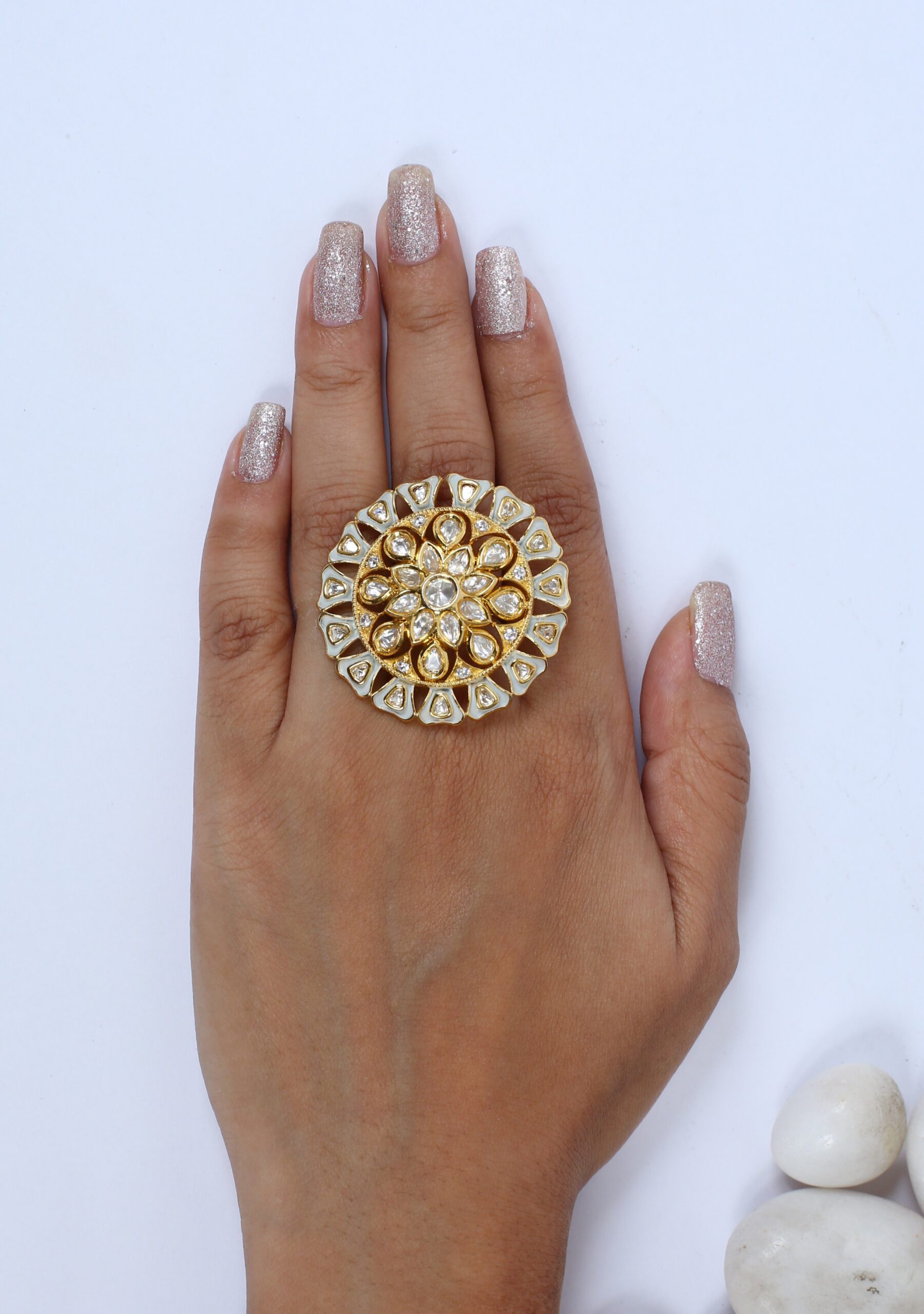 Buy Jadau Kundan Rings Online | Big Kundan Rings | Gold Plated Rings –  Mortantra
